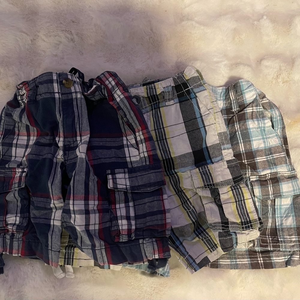 3 Pairs Boys 3T Plaid Shorts – Adjustable Waist | Crazy 8